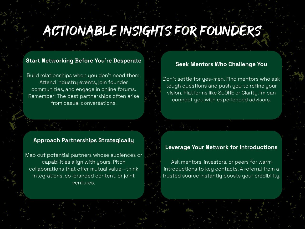 Networking guidelines for founders